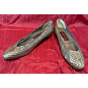 Womens Vaneli  Silver Snakeskin Print Wedge SlipOn Slippers sz 7M
